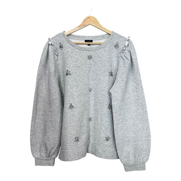 Talbots Women's Puff Sleeve Top sweater  Light Gray - size xl NWOT - Picture 1 of 10